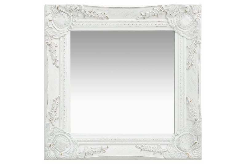 Vægspejl Barokstil 40X40 cm Hvid - Vægspejl - Entréspejl