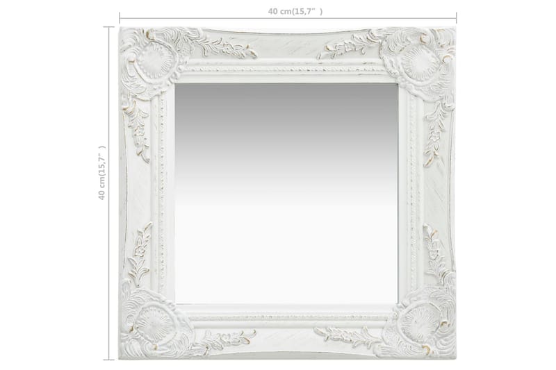 Vægspejl Barokstil 40X40 cm Hvid - Vægspejl - Entréspejl
