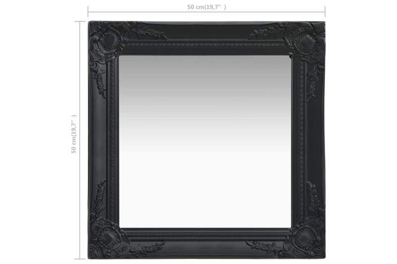 Vægspejl Barokstil 50X50 cm Sort - Vægspejl - Entréspejl