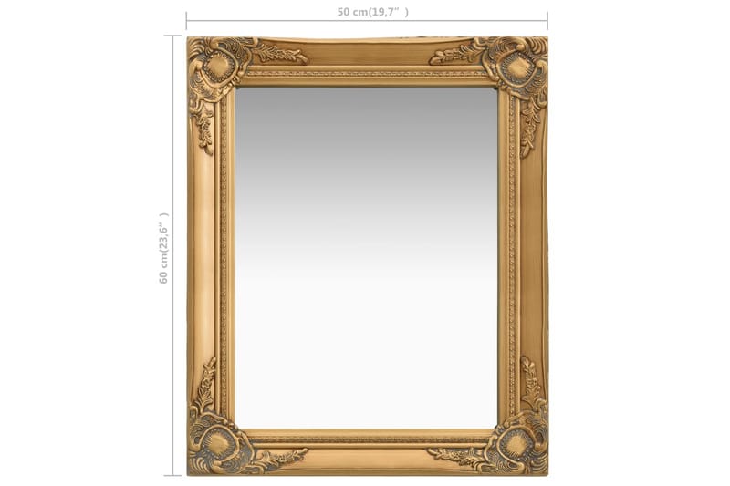 Vægspejl Barokstil 50X60 cm Guldfarvet - Vægspejl - Entréspejl