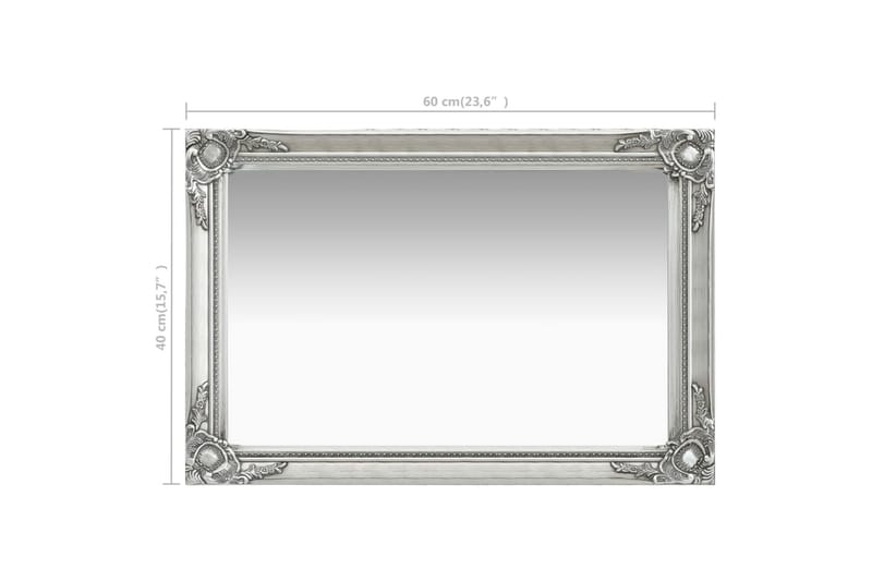 Vægspejl Barokstil 60X40 cm Sölvfarvet - Boligtilbehør - Spejle - Vægspejl