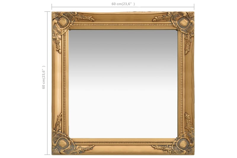 Vægspejl Barokstil 60X60 cm Guldfarvet - Vægspejl - Entréspejl