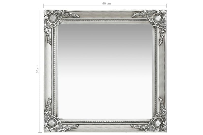 Vægspejl Barokstil 60X60 cm Sölvfarvet - Boligtilbehør - Spejle - Vægspejl