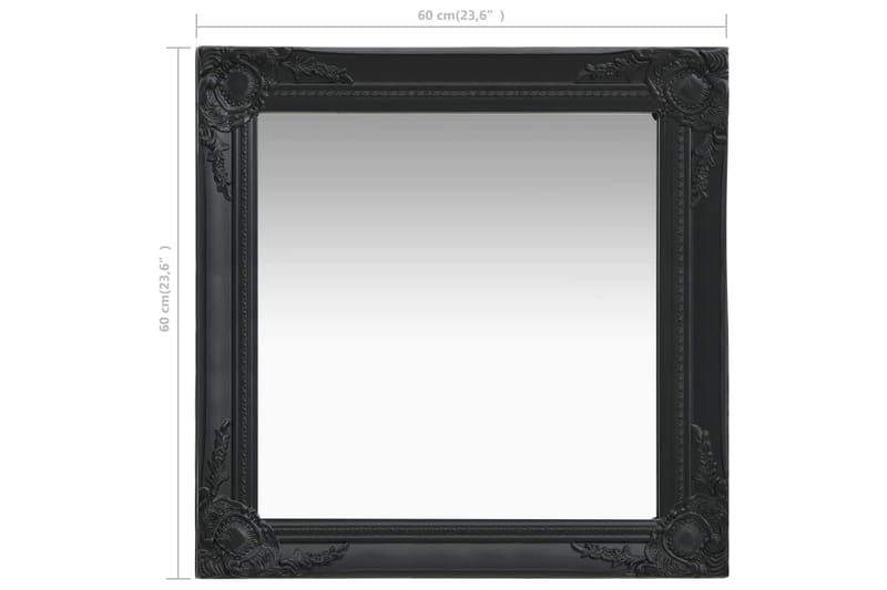 Vægspejl Barokstil 60X60 cm Sort - Vægspejl - Entréspejl