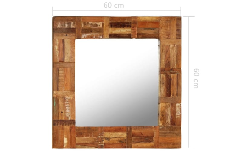 Vægspejl I Massivt Genanvendt Træ 60 X 60 Cm - Brun - Vægspejl - Entréspejl