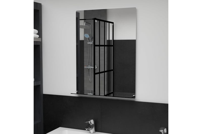 vægspejl med hylde 50x70 cm hærdet glas - Sølv - Vægspejl - Entréspejl
