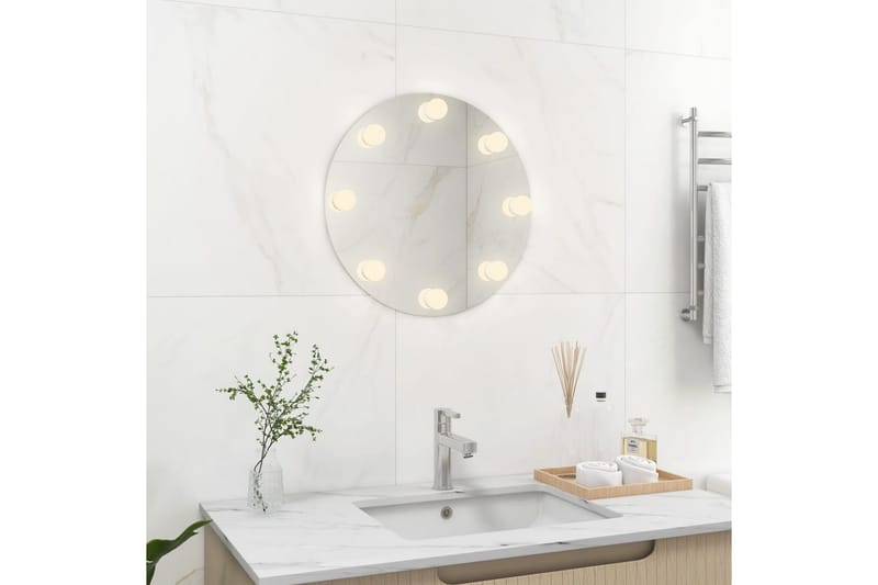 vægspejl med LED-lys rundt glas - Sølv - Vægspejl - Entréspejl