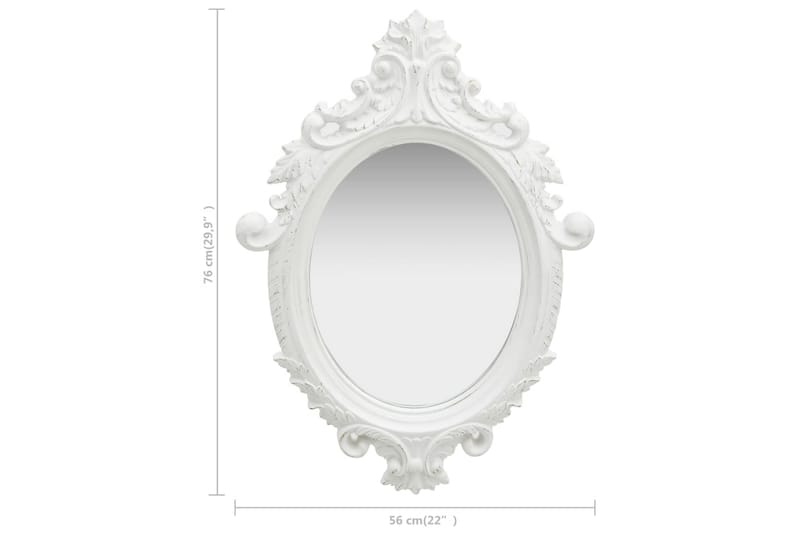 Vægspejl Slotstil 56X76 cm Hvid - Vægspejl - Entréspejl