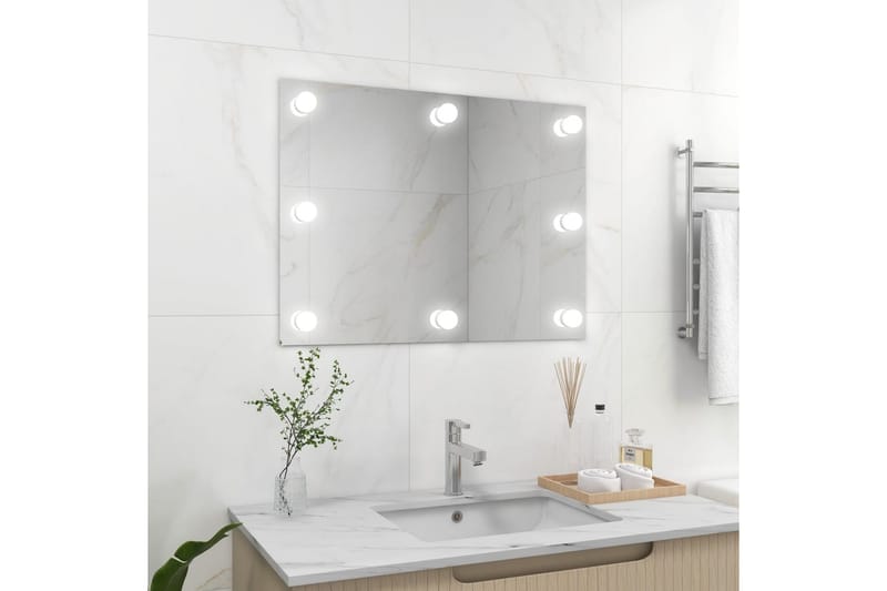 vægspejl uden ramme med LED-lys rektangulær glas - Sølv - Vægspejl - Entréspejl
