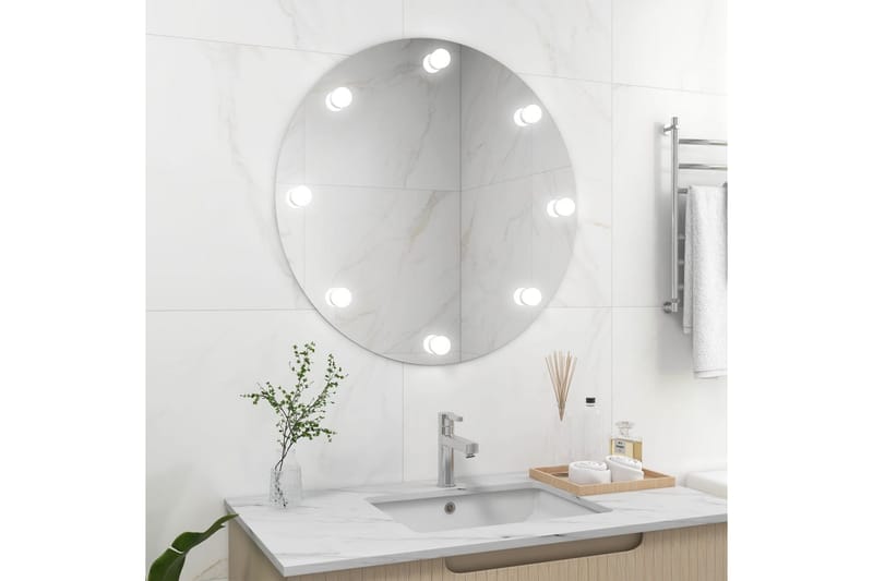 vægspejl uden ramme med LED-lys rundt glas - Sølv - Vægspejl - Entréspejl