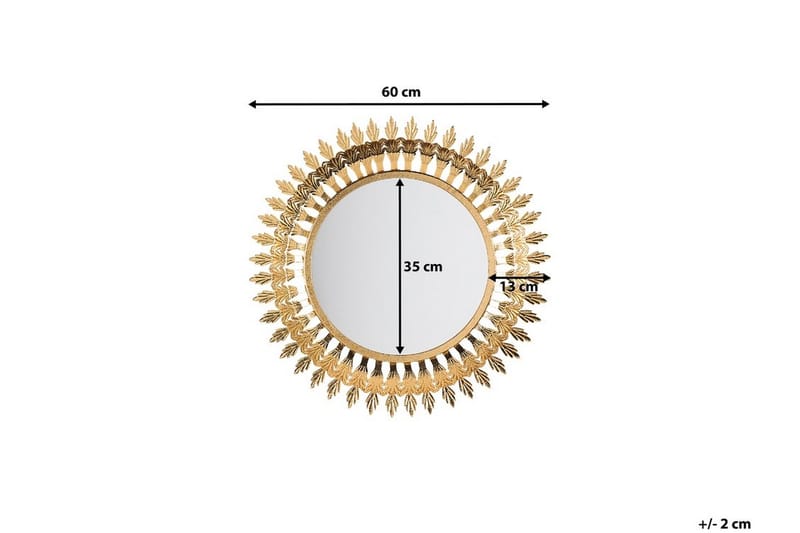 Vorey spejl 60 cm - Guld - Vægspejl - Entréspejl