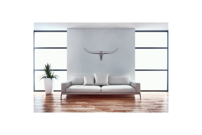 Vægdekoration Wohnling Tyrehåndpoleret Aluminium Industriel Sølv, 75 cm - Sølv, 75 cm - Boligtilbehør - Vægdekoration