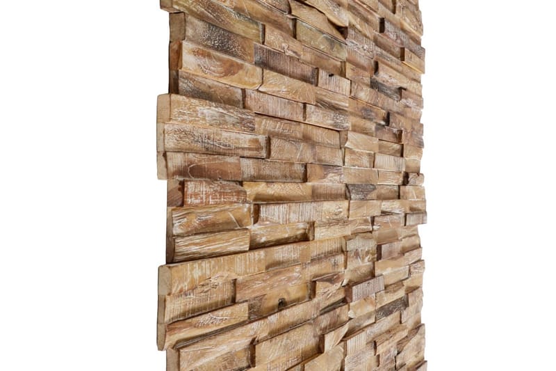 3D vægbeklædningspaneler 10 stk. 1,01 m² massivt teaktræ - Vægplader - Vægdekoration