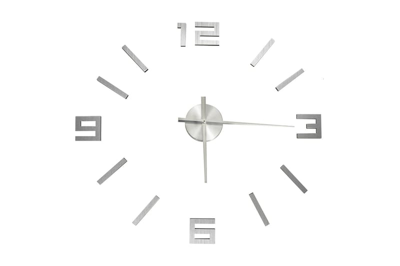 3D-Vægur 100 cm Moderne Design xxl Sølvfarvet - Sølv - Boligtilbehør - Vægdekoration - Vægure & Ure