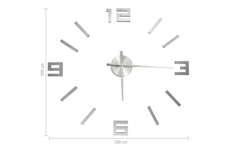 3D-Vægur 100 cm Moderne Design xxl Sølvfarvet - Sølv - Vægure & Ure