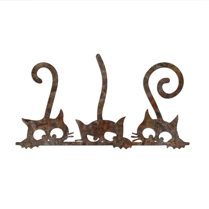 Dekorativ metal-vægdekoration Wallxpert Rusty Cats (33 x 60 cm), undefined