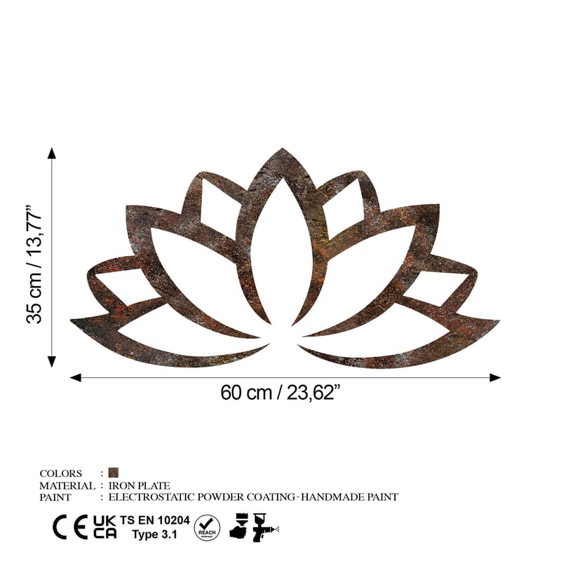 Dekorativt metal-vægtilbehør Wallxpert Rusty Lotus (35 x 60 cm) - Brun - Boligtilbehør - Vægdekoration - Wallstickers