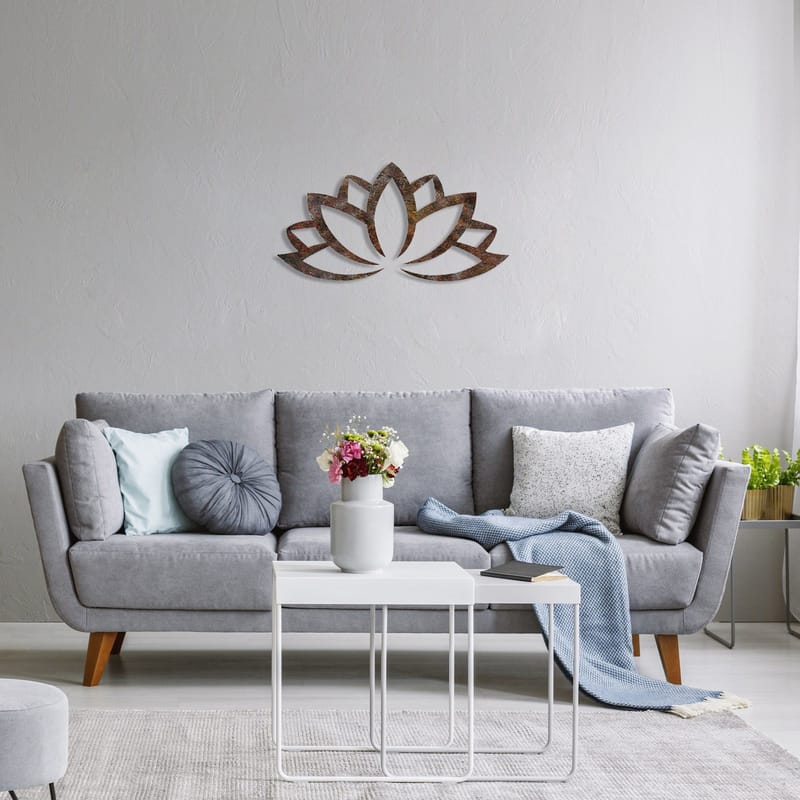 Dekorativt metal-vægtilbehør Wallxpert Rusty Lotus (35 x 60 cm) - Brun - Boligtilbehør - Vægdekoration - Wallstickers