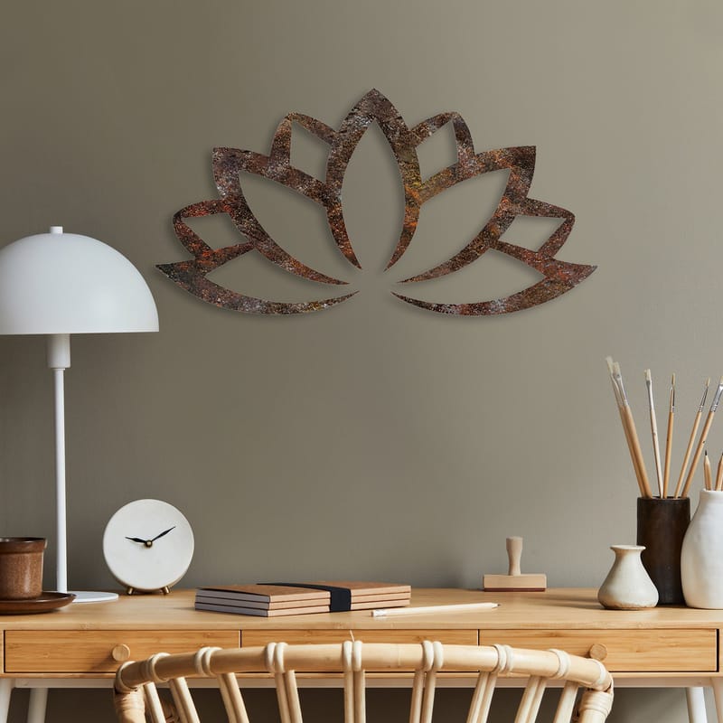 Dekorativt metal-vægtilbehør Wallxpert Rusty Lotus (35 x 60 cm) - Brun - Boligtilbehør - Vægdekoration - Wallstickers