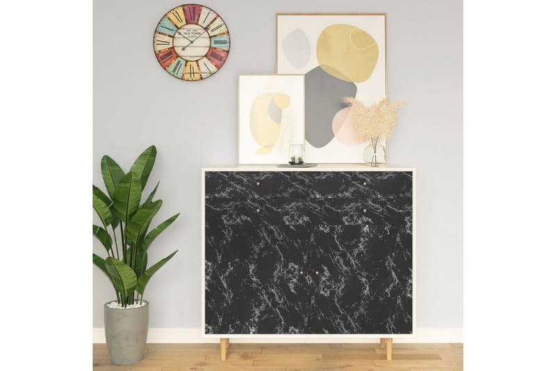 selvklæbende folie til møbler 500x90 cm PVC sort sten - Sort - Boligtilbehør - Vægdekoration - Klæbefolie - Selvklæbende folie