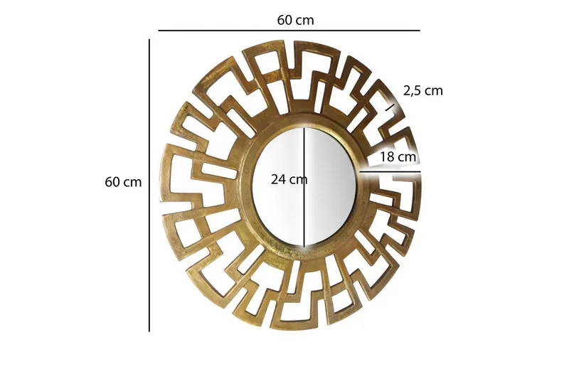 Spejl Wohnling Art Deco Rund 60 cm Moderne - Boligtilbehør - Spejle - Vægspejl