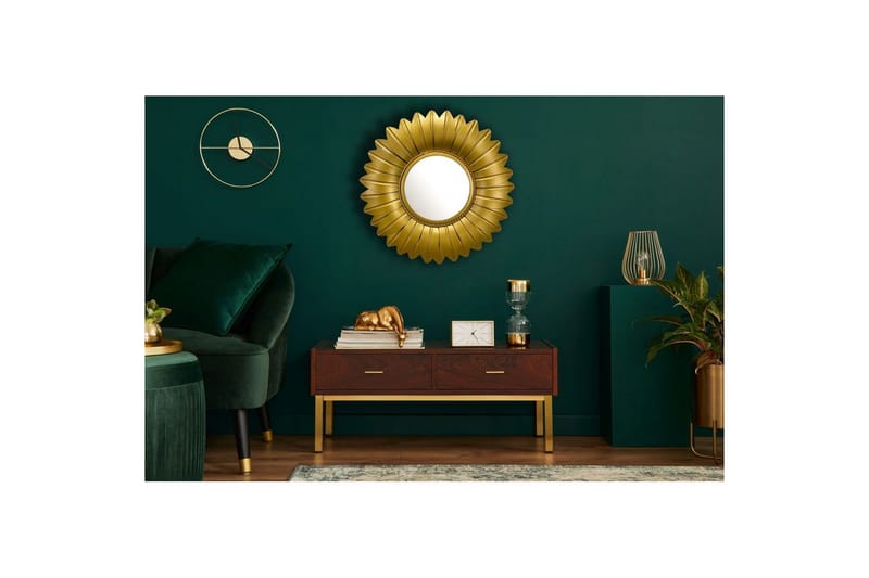 Spejl Wohnling Blomst Stil Metalramme Rund 60 cm - Boligtilbehør - Vægdekoration - Klæbefolie - Selvklæbende folie