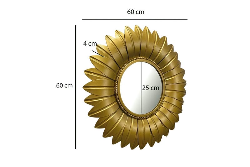 Spejl Wohnling Blomst Stil Metalramme Rund 60 cm - Boligtilbehør - Vægdekoration - Klæbefolie - Selvklæbende folie