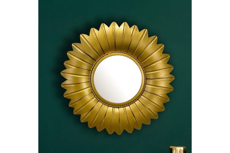 Spejl Wohnling Blomst Stil Metalramme Rund 60 cm - Boligtilbehør - Vægdekoration - Klæbefolie - Selvklæbende folie