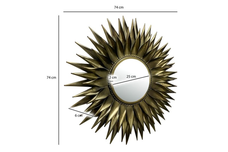 Spejl Wohnling Sol stil metalramme rund 60 cm - Boligtilbehør - Vægdekoration - Klæbefolie - Selvklæbende folie