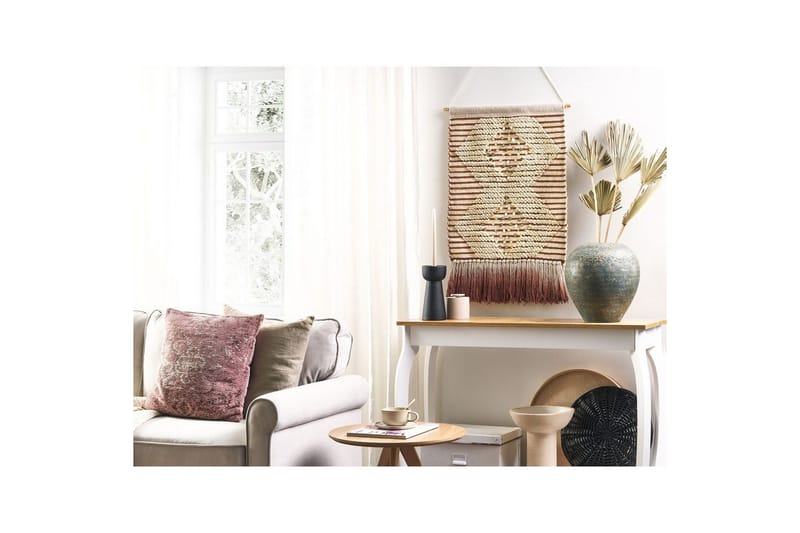 Väggdekoration i tyg Beliani Sabo Beige||Red||GOLD - Boligtilbehør - Billeder & kunst