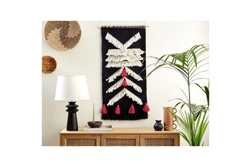Väggdekoration i tyg Beliani Pakpattan Black||White||Hot Pink - Boligtilbehør - Billeder & kunst