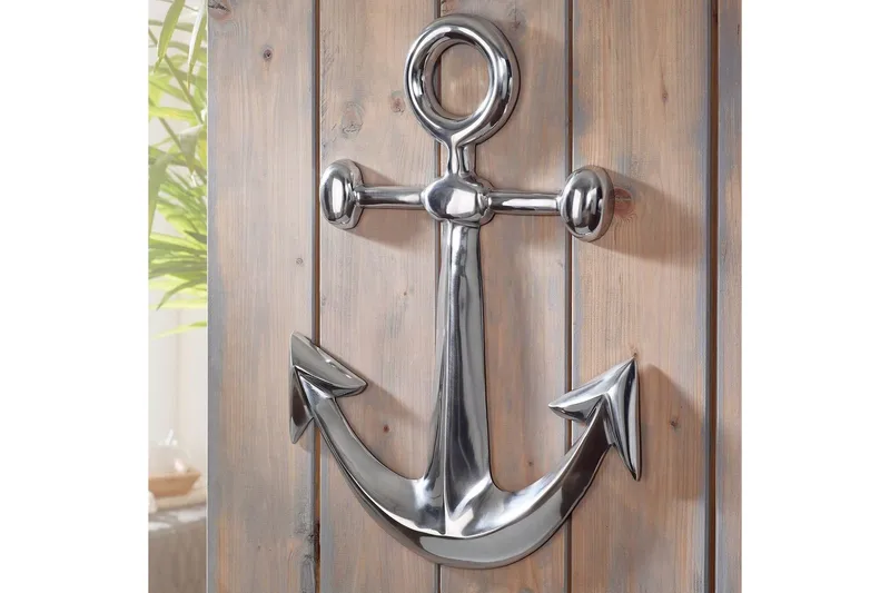 Vægdekoration Wohnling Anker Maritim Håndpoleret Aluminium Støbt Moderne - Boligtilbehør - Dekoration