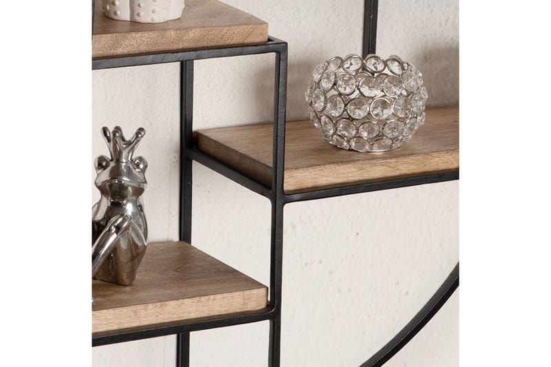 Vægreol Wohnling Rund Massivt Træ Metal Stel Væghængt Industriel - Opbevaring - Hylder & Reoler - Væghylde & vægreol