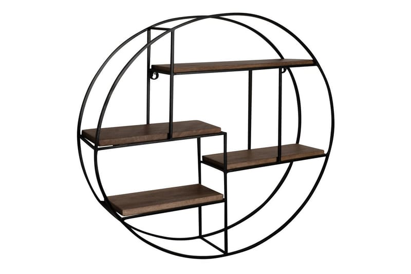 Vægreol Wohnling Rund Massivt Træ Metal Stel Væghængt Industriel - Opbevaring - Hylder & Reoler - Væghylde & vægreol