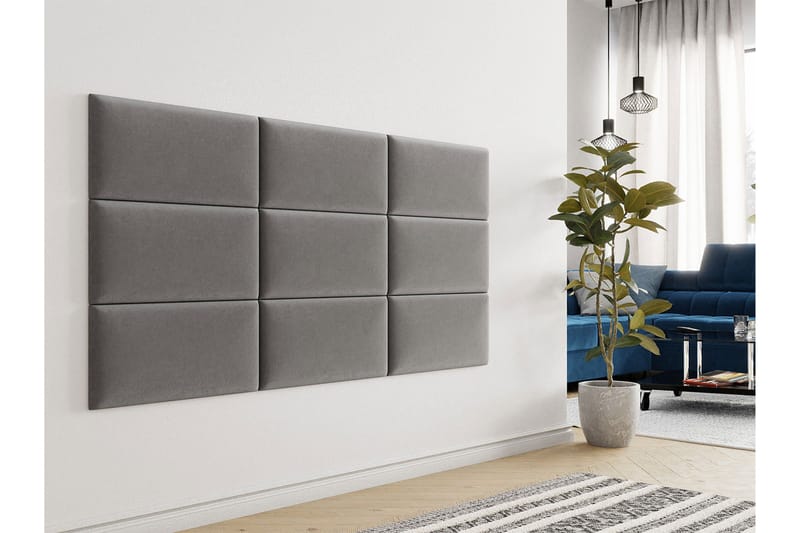 Lornel polstret vægpanel 60x30 cm - Grå - Boligtilbehør - Vægdekoration