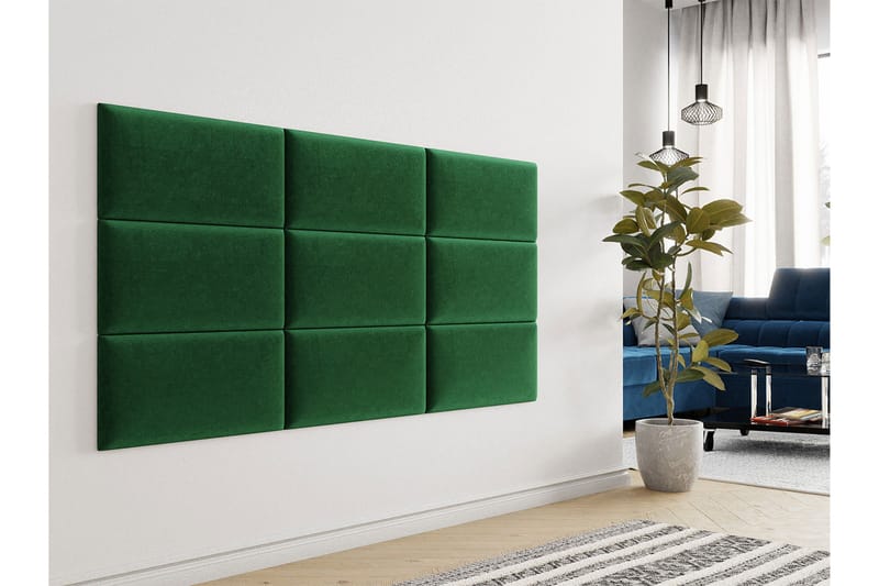 Lornel polstret vægpanel 60x30 cm - Grøn - Vægplader - Vægdekoration