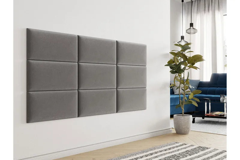 Lornel polstret vægpanel 60x30 cm - Grå - Boligtilbehør - Vægdekoration