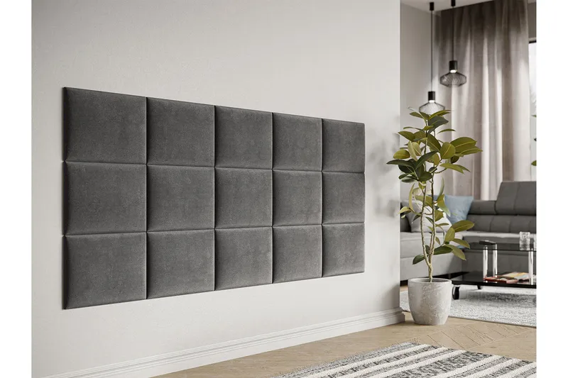 Lornel polstret vægpanel 40x30 cm - Grå - Boligtilbehør - Vægdekoration