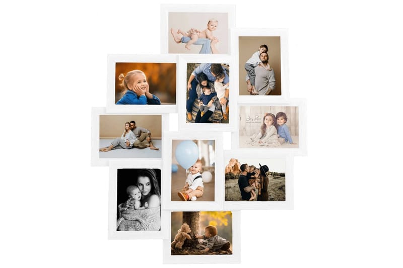 billedramme til 10x(10x15 cm) billeder MDF hvid - Hvid - Fotoramme - Ramme poster