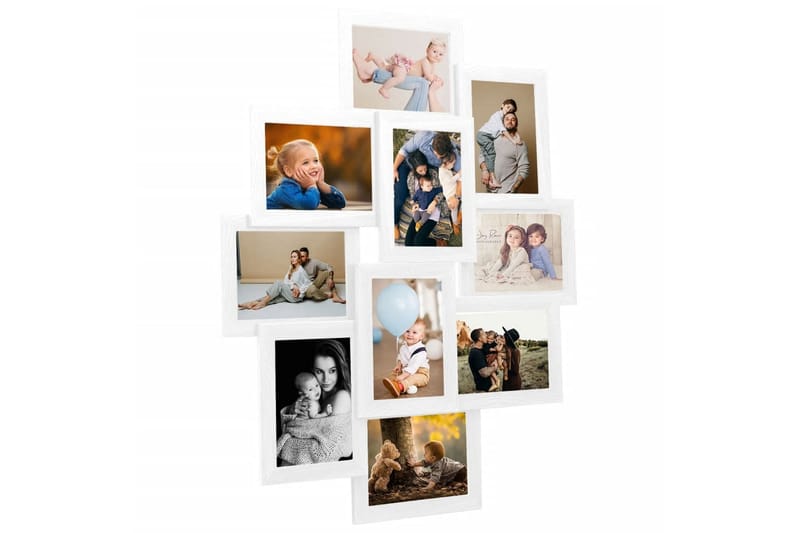 billedramme til 10x(10x15 cm) billeder MDF hvid - Hvid - Fotoramme - Ramme poster