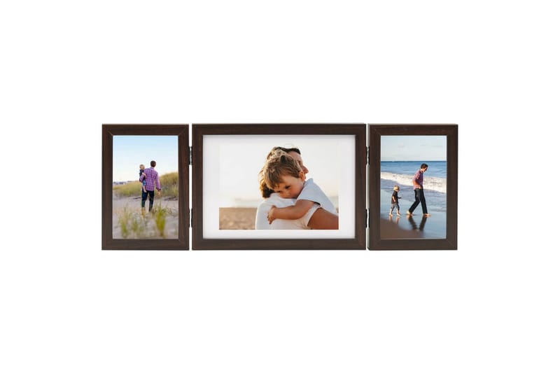 folderamme til 3 billeder 22x15 cm + 2x(10x15 cm) mørkebrun - Brun - Fotoramme - Ramme poster