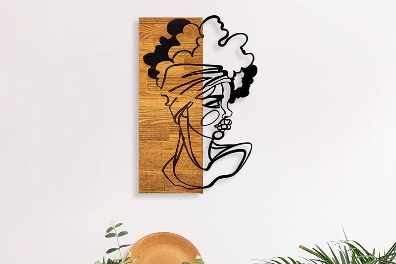 African Woman 3 Vægdekor, Sort/Lys Valnød