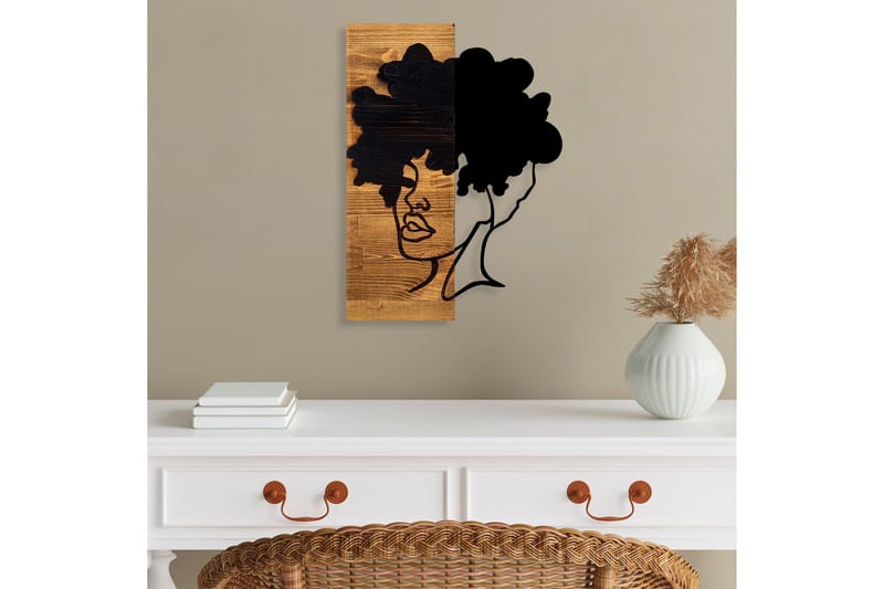 African Woman Vægdekor, Sort/Lys Valnød