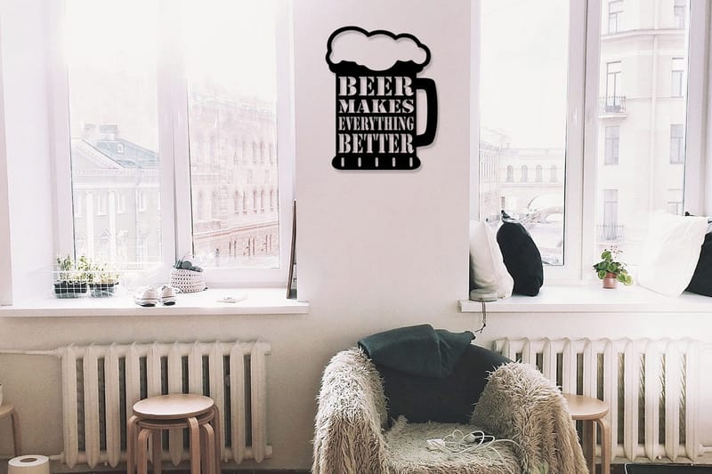 Beer Metal Decor Vægdekor, Sort