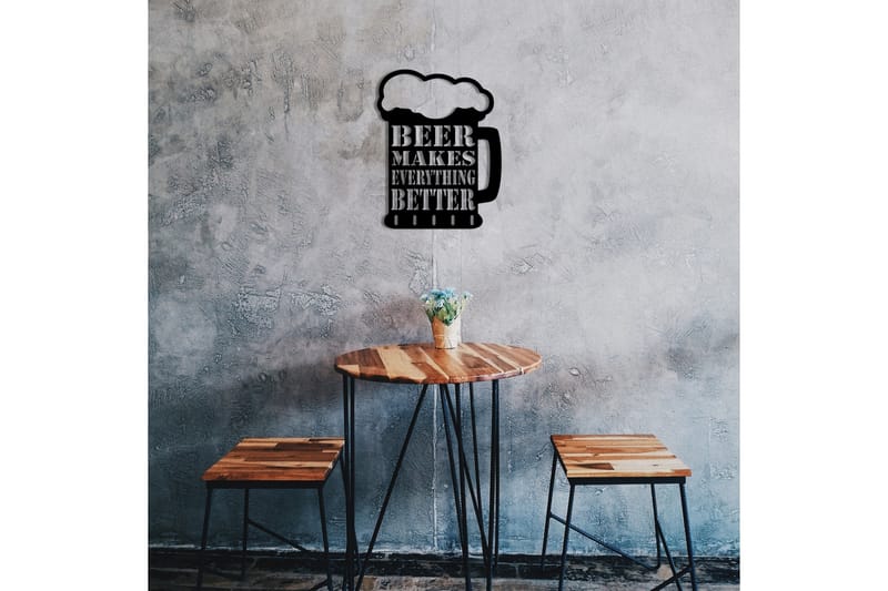Beer Metal Decor Vægdekor - Sort - Boligtilbehør - Vægdekoration - Skilt - Emaljeskilte