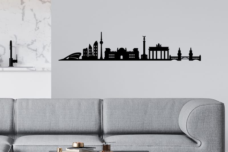 Berlin Skyline Vægdekor, Sort
