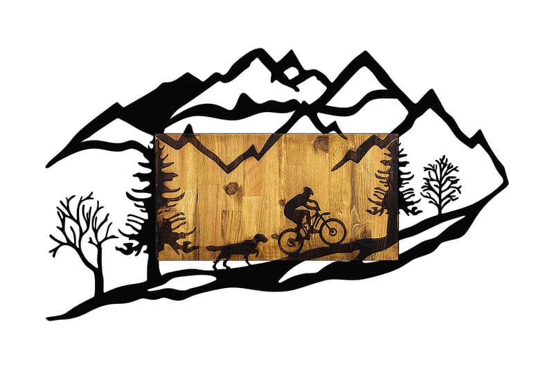 Bicycle Riding in Nature 1 Vægdekor, Sort/Valnød
