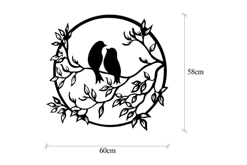 Bird's Love Vægdekor - Sort - Emaljeskilte