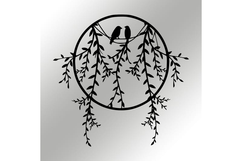 Birds on Tree Branch Vægdekor - Sort - Boligtilbehør - Vægdekoration - Skilt - Emaljeskilte