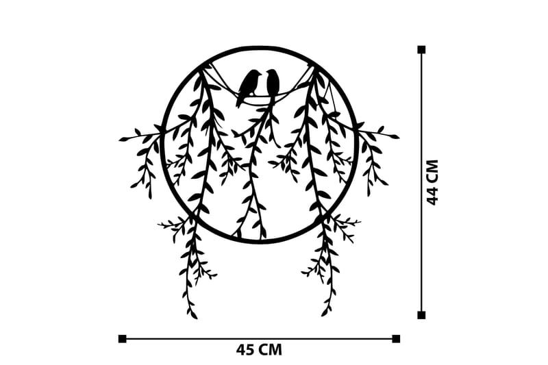 Birds on Tree Branch Vægdekor - Sort - Boligtilbehør - Vægdekoration - Skilt - Emaljeskilte
